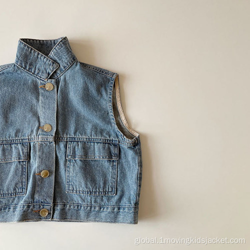 China Sleeveless Children's Washed Denim Vest Factory